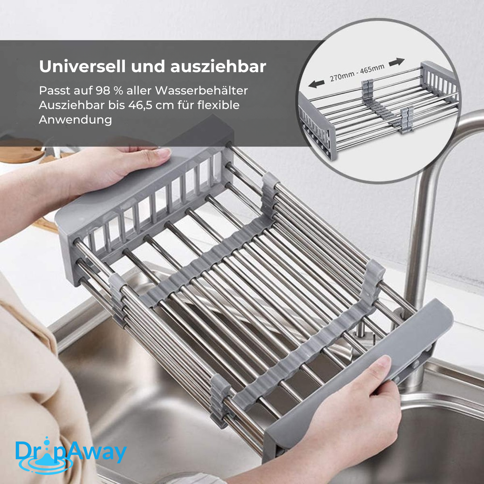 DripAway™ Verstellbares Spülbecken-Regal